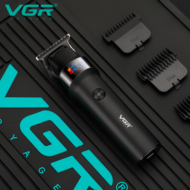 Триммер аккумуляторный VGR V-987, 4 насадки, LED дисплей - изображение 6