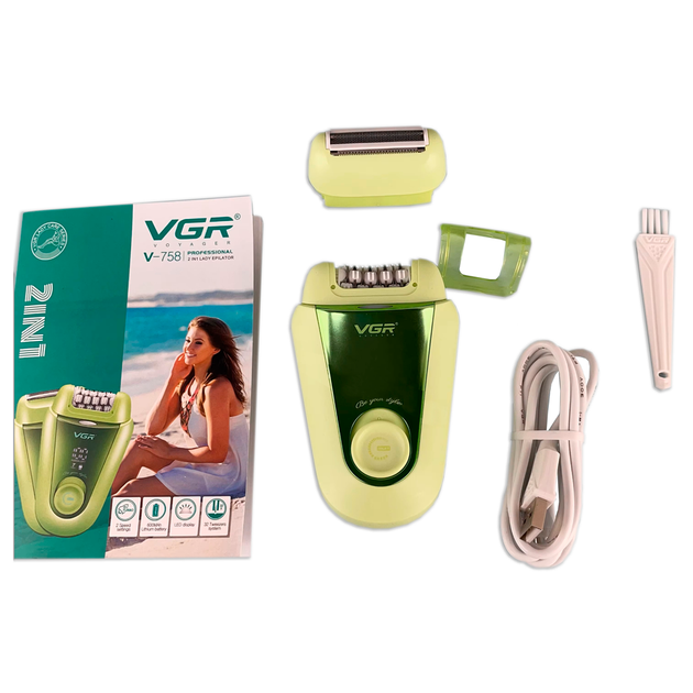 Эпилятор VGR GREEN 2 в 1 V-758, 2 насадки - изображение 3