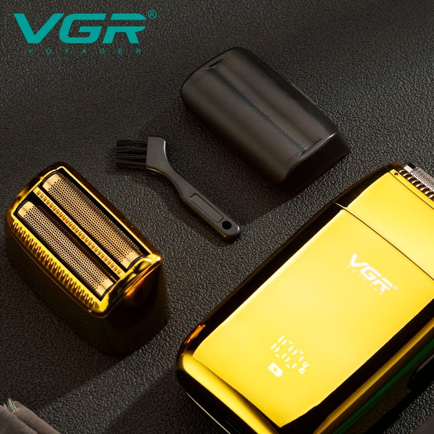 Электробритва VGR V-399 GOLD шейвер, влагостойкая, дополнительная насадка, LED дисплей - изображение 5