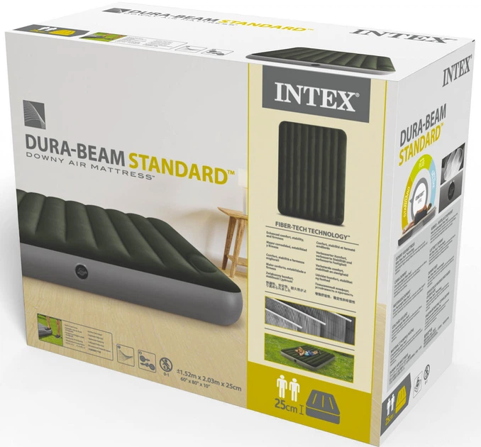 Надувной двухместный матрас + встроенный ножной насос 152 x 203 x 25 см Intex (64763) - изображение 6