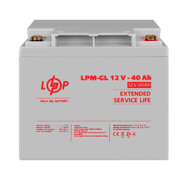 Акумулятор гелевий LogicPower LPM-GL 12V - 40 Ah - зображення 2