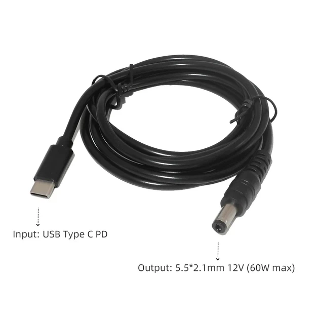 Кабель тригер живлення від Powerbank для роутера і дрібної електроніки USB Type-C - DC 5.5×2.1mm 9В - зображення 2