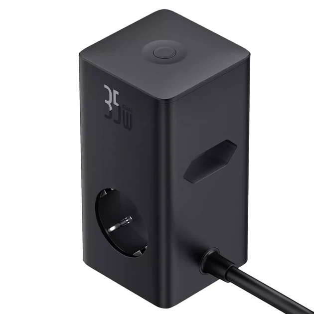 Мережевий фільтр Baseus Power Combo Tower Digital 3AC+2USB+2Type-C 35W 1.5m Чорний - Фото 4 Мережевий фільтр Baseus Power Combo Tower Digital 3AC+2USB+2Type-C 35W 1.5m Чорний - зображення 4