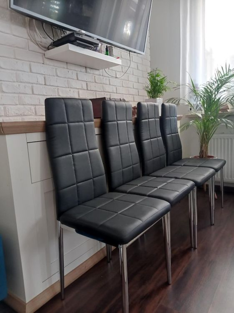 Zestaw krzeseł do kuchni i salonu ModernHome by Multistore pikowane 4 szt szare (5904224306649) - obraz 6