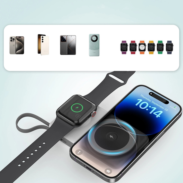 УМБ Choetech B695 20W Apple Watch MagSafe 10000 mAh White (6932112106094) - зображення 5