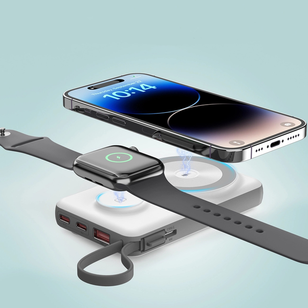 УМБ Choetech B695 20W Apple Watch MagSafe 10000 mAh White (6932112106094) - зображення 10