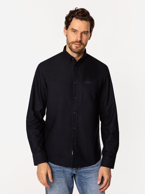 Koszula męska bawełniana eleganska Lee Cooper Lars Oxford M Granatowa (5905991735205/5905991709350) - obraz 3