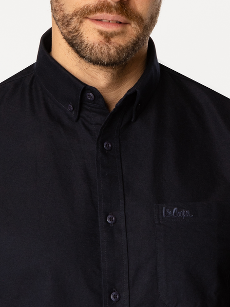 Koszula męska bawełniana eleganska Lee Cooper Lars Oxford M Granatowa (5905991735205/5905991709350) - obraz 4