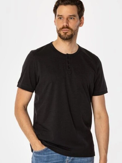 Футболка бавовняна довга чоловіча Lee Cooper Henley2-4587 M Чорна (5905991712442) - зображення 3