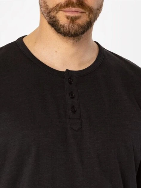 Футболка бавовняна довга чоловіча Lee Cooper Henley2-4587 XL Чорна (5905991712466) - зображення 4