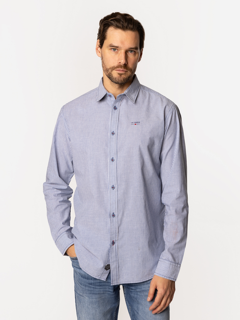 Koszula męska bawełniana w paski Lee Cooper Rey-Pl46 XL Błękitna (5905991733195) - obraz 3