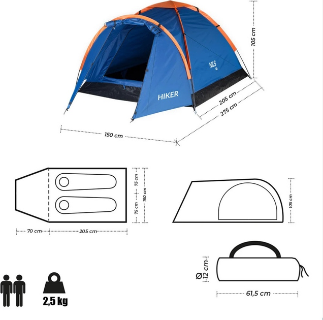 Намет Nils Camp Hiker кемпінговий NC6010 Blue (5907695504552) - зображення 6