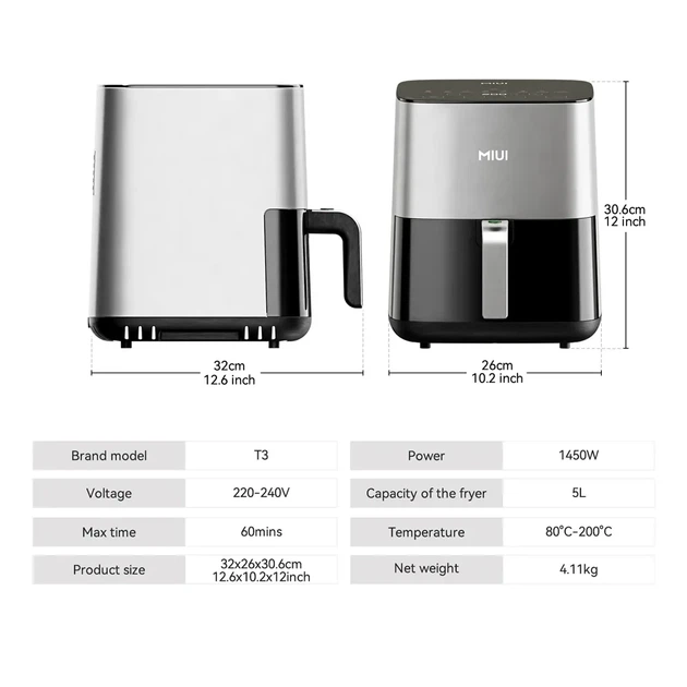 Аэрофритюрниця Аерогриль Мультипіч MIUI Air Fryer об'ємом 5л - зображення 8