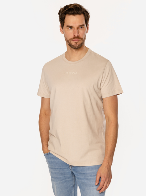 Футболка бавовняна довга чоловіча Lee Cooper Classic-1160 L Бежева (5905991727217) - зображення 3