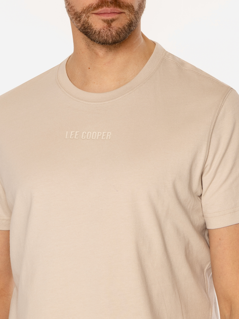 Футболка бавовняна довга чоловіча Lee Cooper Classic-1160 L Бежева (5905991727217) - зображення 4