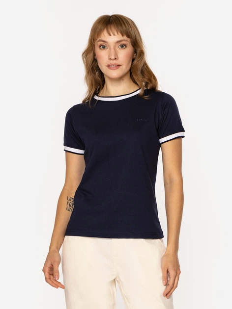 Футболка бавовняна жіноча Lee Cooper Nadia-5511 S Темно-синя (5905991731207) - зображення 3