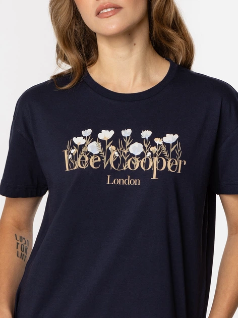 Футболка бавовняна жіноча Lee Cooper Spring-1160 M Темно-синя (5905991729143) - зображення 3