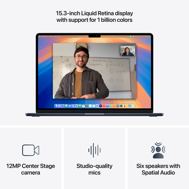 Laptop Apple MacBook Air 15.3" M4 16/512GB 2025 (MW1M3RU/A) (QWERTY+cyrylica) Midnight - obraz 5