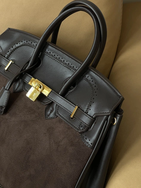Сумка женская Birkin in Suede-Leather кросс боди шоколад Прем