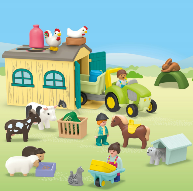 Zabawka dla niemowląt Playmobil Junior Przygoda na gospodarstwie z traktorem, przyczepą i zwierzętami 71656 (4008789716569) - obraz 7