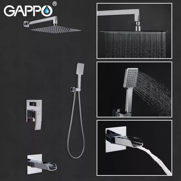 Вбудована душова система GAPPO G7107-20, вилив - перемикач на лійку, 3-функції, хром G7107-20 - изображение 2
