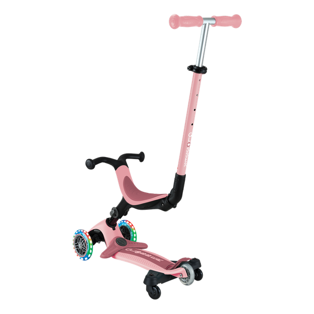 Дитячий самокат 3в1 з сидінням та додатковими колесами Globber Go Up Active Lights 360 пастельно-рожевий (749-310) - изображение 2