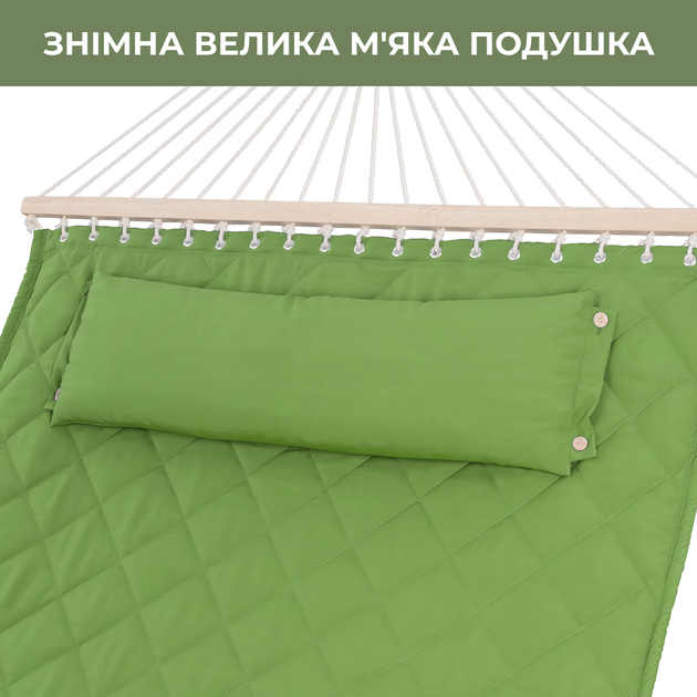 Двомісний гамак SOFT зелений XXL 200x140 з планками WCG - зображення 9