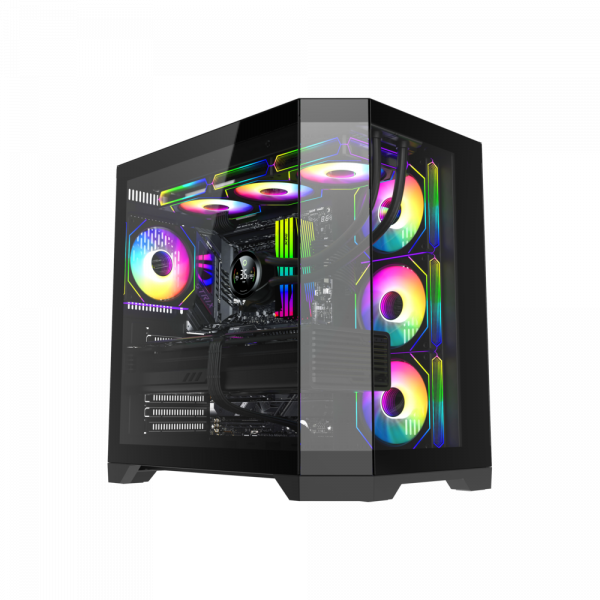 GAMEMAX Корпус комп'ютерний Midi atx без блока живлення x,m-atx, ITX,Tempered Glass,Metal cover, USB2.0x1, hype-a Black - Фото 1 GAMEMAX Корпус комп'ютерний Midi atx без блока живлення x,m-atx, ITX,Tempered Glass,Metal cover, USB2.0x1, hype-a Black - изображение 1