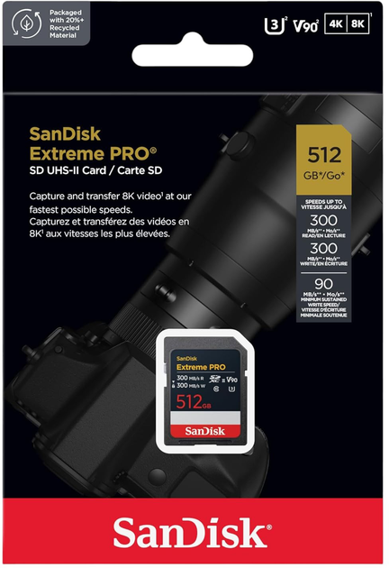 Karta pamięci SanDisk Extreme Pro SDXC 512GB V90 UHS-II (SDSDXDM-512G-GN4IN) - obraz 3
