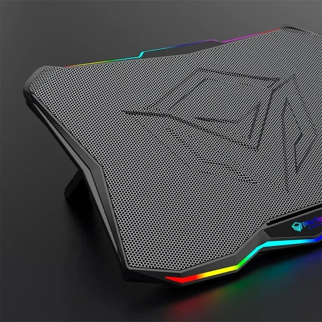 Подставка для ноутбука с охлаждением MEETION Gaming Cooling Pad CP4040 с подсветкой RGB |9-17", 2USB| Черный - изображение 8