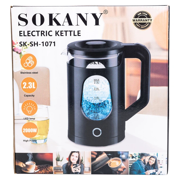 Электрочайник Sokany SK-SH-1071 на 2.3 л 2000 Вт черный - изображение 7