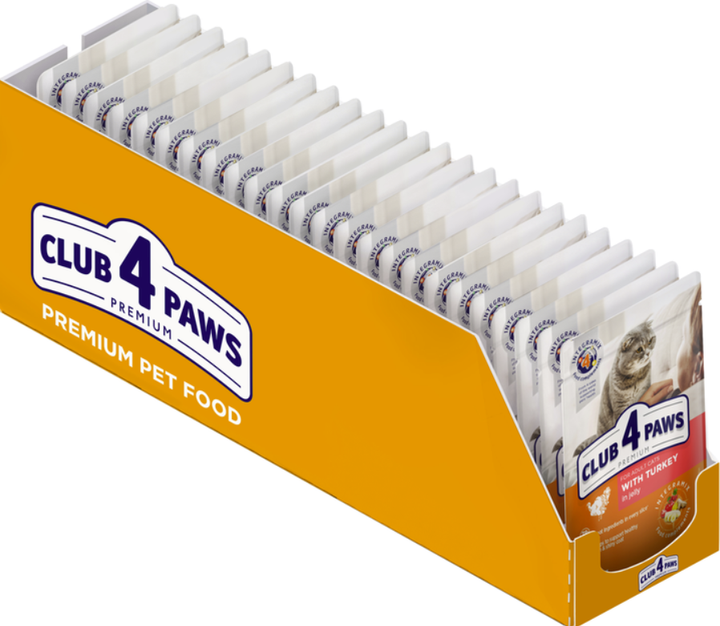 Вологий корм для котів Club 4 Paws з індичкою в желе упаковка 85 г x 24 шт B5621301 - Фото 1 Вологий корм для котів Club 4 Paws з індичкою в желе упаковка 85 г x 24 шт B5621301 - зображення 1