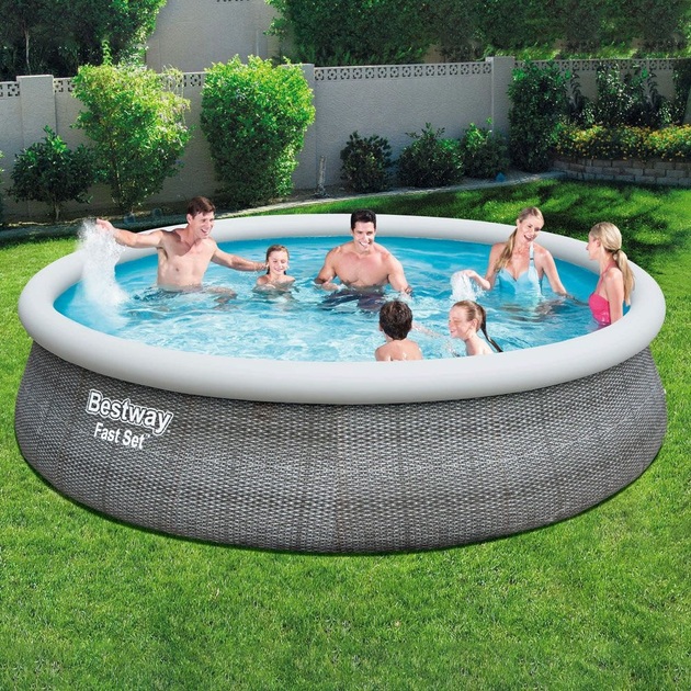 Басейн каркасний Bestway Fast Set 457 x 107 см 12362 л 35996 Grey (6942138968361) - зображення 8