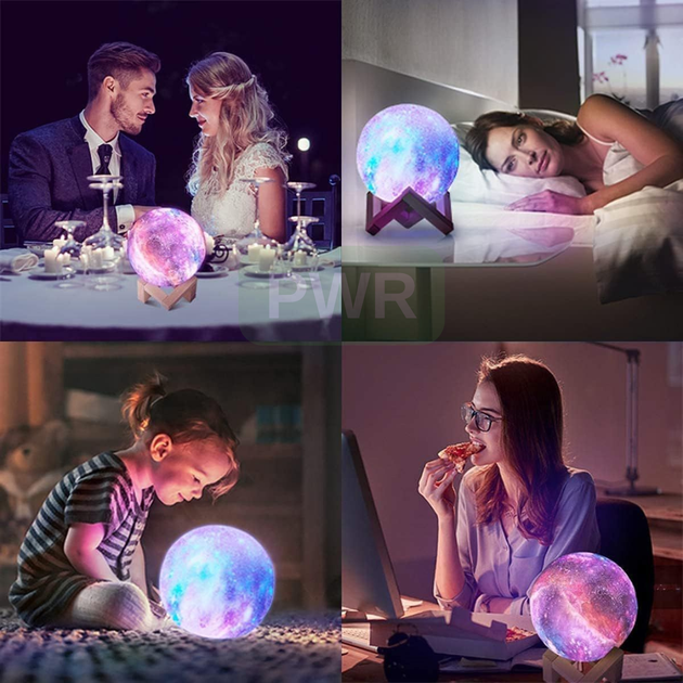 Настольный беспроводной ночник с аккумулятором Вселенная 3D LED Universe Light RGB с пультом светильник сенсорный (48956IM) - изображение 4