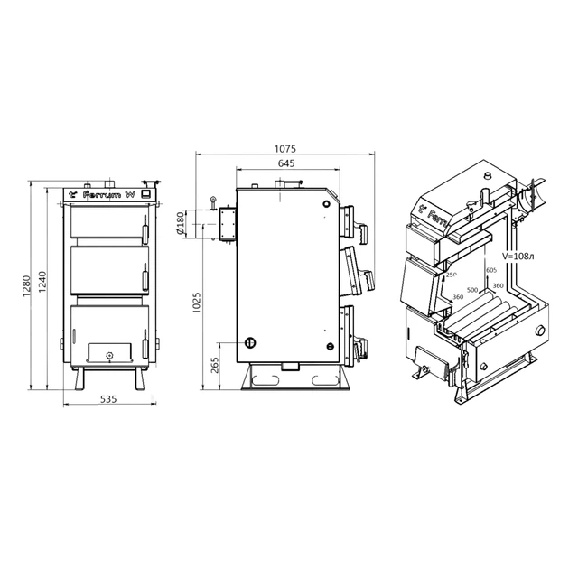 Котел твердопаливний сталевий Thermo Alliance Ferrum W V 5.0 FW 26 - зображення 9