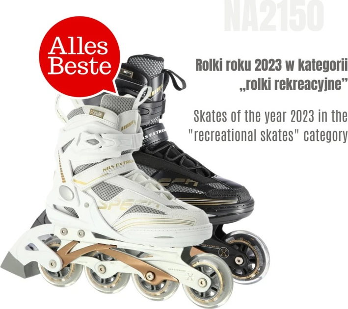 Łyżworolki Nils Extreme NA2150 Biało-Złote roz. 38 (5907695596809) - obraz 8