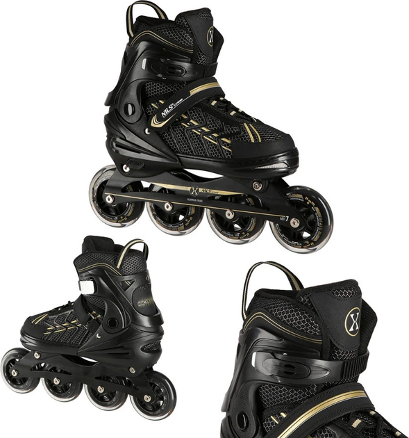 Ролики Nils Extreme NA1128 Чорно-Золотисті роз. XL (43-45) (5907695540215) - зображення 4