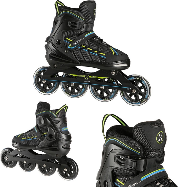 Łyżworolki Nils Extreme NA1128 Czarno-Limonkowe roz. M (35-38) (5907695595000) - obraz 4