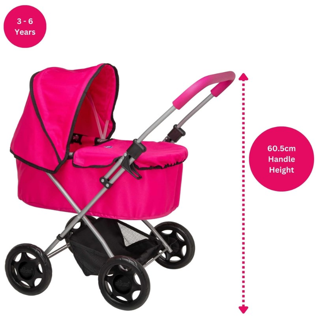 Wózek głęboki dla lalki Chicco Amore Dolls Pram Różowy (5050842405919) - obraz 3
