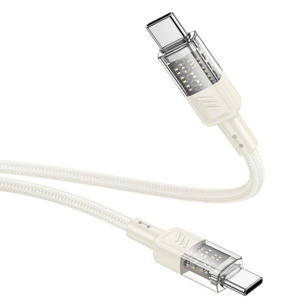 Кабель HOCO Spirit Type-C to Type-C transparent charging data cable U129 |60W/3A, 1.2M| black - Фото 9 Кабель HOCO Spirit Type-C to Type-C transparent charging data cable U129 |60W/3A, 1.2M| black - изображение 9