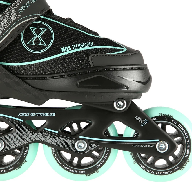 Łyżworolki Nils Extreme NA11008 Czarno-Miętowe roz. L (39-42) (5907695599602) - obraz 6