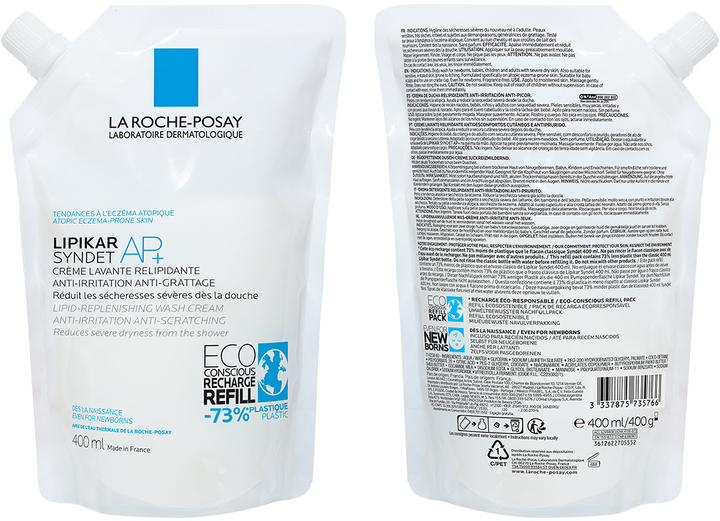 Wkład wymienny Kremowy żel pod prysznic La Roche-Posay Lipikar Syndet AP+ nawilżający 400 ml (3337875735766) - obraz 3
