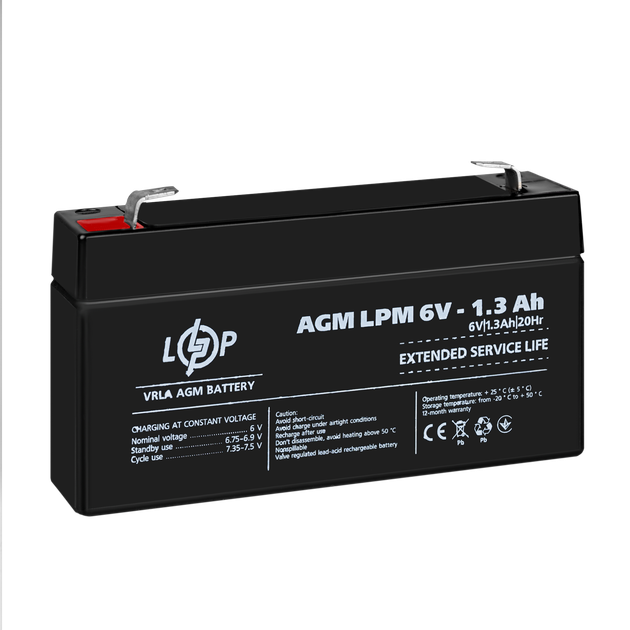 Акумулятор AGM LogicPower LPM 6V - 1.3 Ah - зображення 4