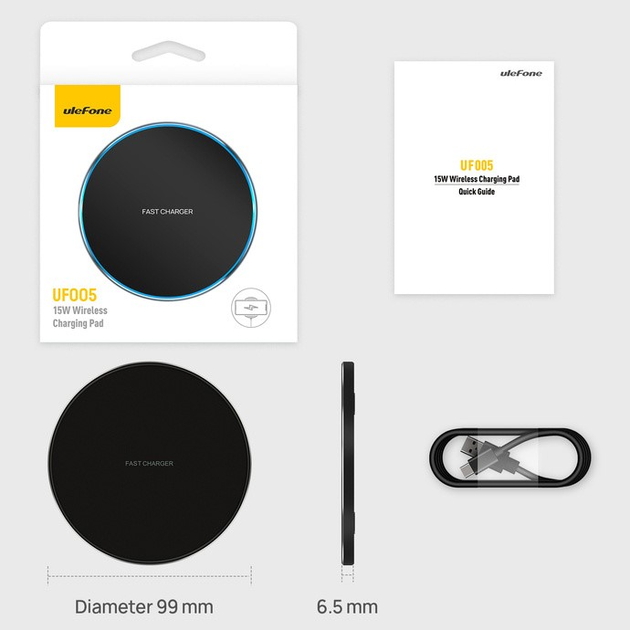 Бездротова зарядка Ulefone UF005 Wireless Charger 15W Black (6937748734475) - зображення 7