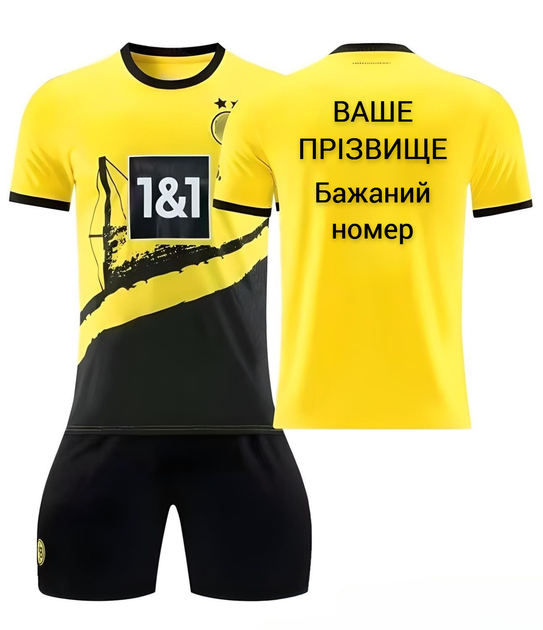 Форма футбольная детская с индивидуальным нанесением Borussia Dortmund (Боруссия Дортмунд), сезон 24/25, 26 размер, рост 140-145 см, желто-черная - Фото 1 Форма футбольная детская с индивидуальным нанесением Borussia Dortmund (Боруссия Дортмунд), сезон 24/25, 26 размер, рост 140-145 см, желто-черная - изображение 1