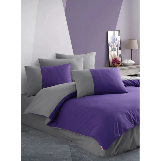 Комплект постільної білизни Hobby Poplin Diamond Mor бузково-сірий 160x220см напівтораспальний (59822_1,5) - зображення 2
