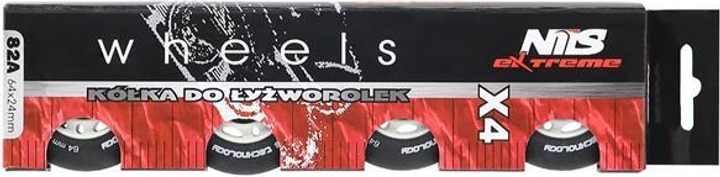 Kółka do rolek Nils Extreme PU 64 x 24 mm 82A 4 szt Czarne (5907695544244) - obraz 5