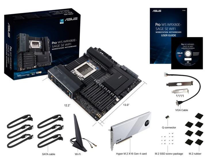 Материнська плата ASUS Pro WS WRX80E-SAGE SE WIFI (Pro WS WRX80E-SAGE SE WIFI) (Socket WRX8, AMD WRX80, E-ATX) - изображение 9