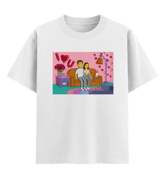 Футболка оверсайз Ponty Shop з вашим фото «Сімпсони Love» M Біла - Фото 1 Футболка оверсайз Ponty Shop з вашим фото «Сімпсони Love» M Біла - изображение 1