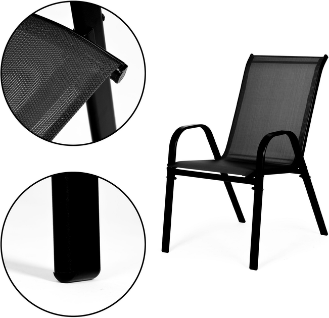 Zestaw krzeseł ogrodowych ModernHome by Multistore SC-092KD Black 2 szt (5905817001064) - obraz 7